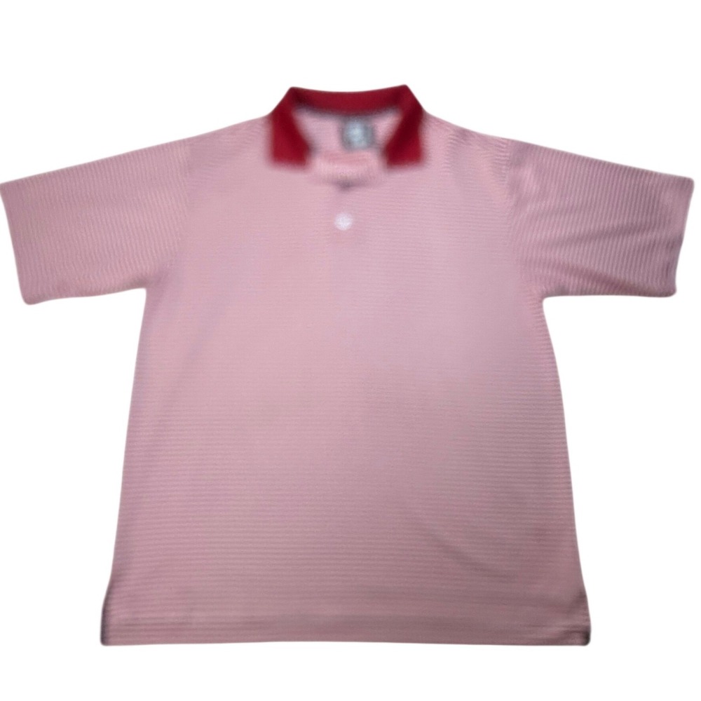 FootJoy ProDry Lisle Mens Red White Striped Golf Polo Shirt Size Large Short Slv